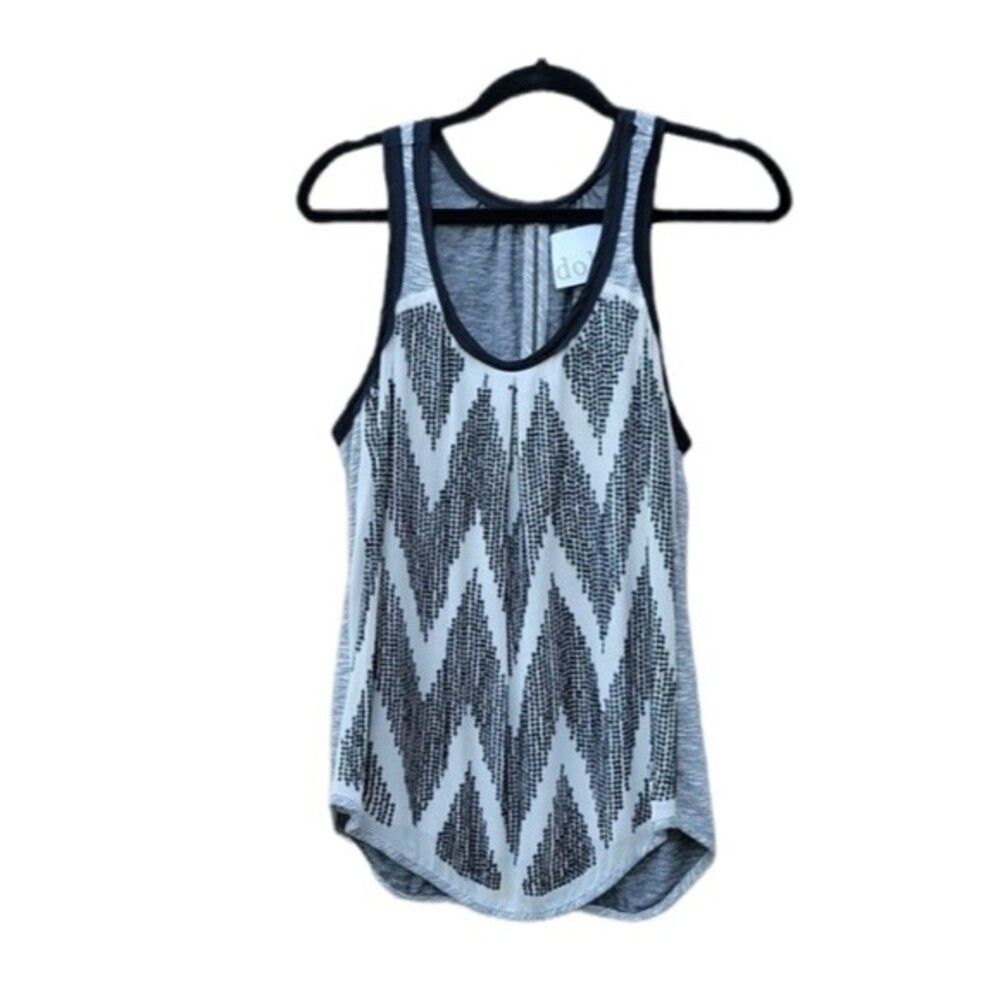 ANTHROPOGIE DOLAN CHEVERON RIVET TRIMMED TANK TOP SILK EDGES MED